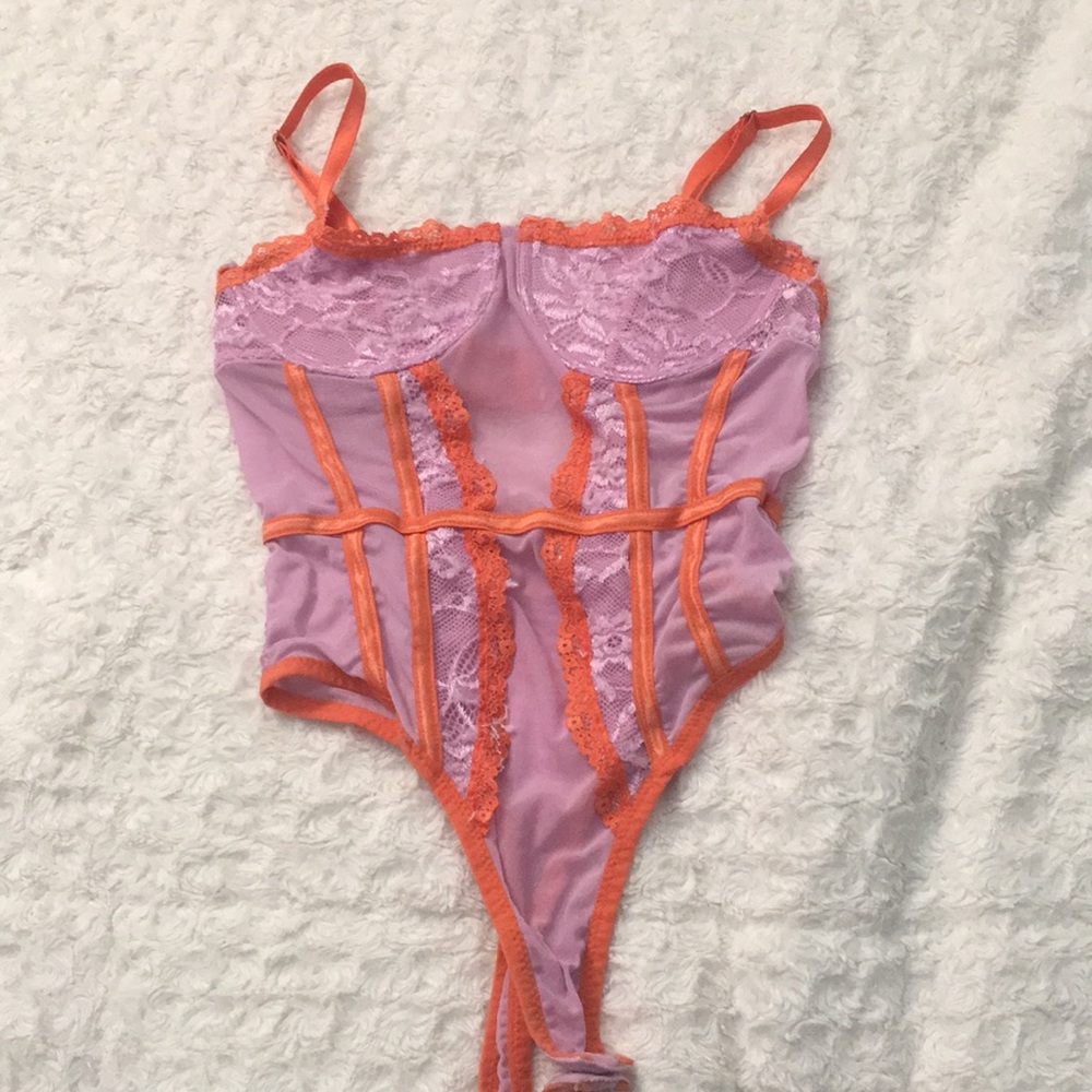Pink and orange body suit